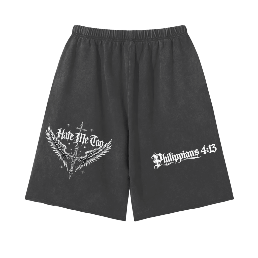 Hate Me Too Snow Washed Raw Hem Shorts