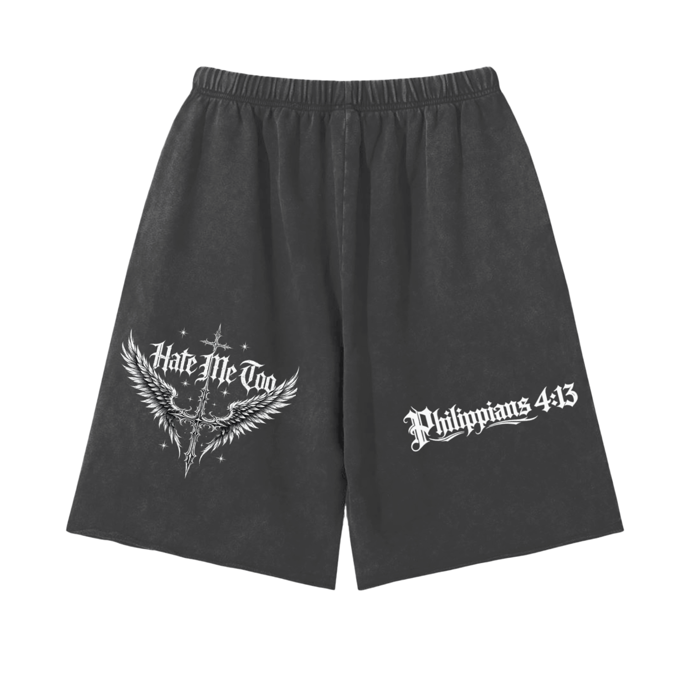 Hate Me Too Snow Washed Raw Hem Shorts