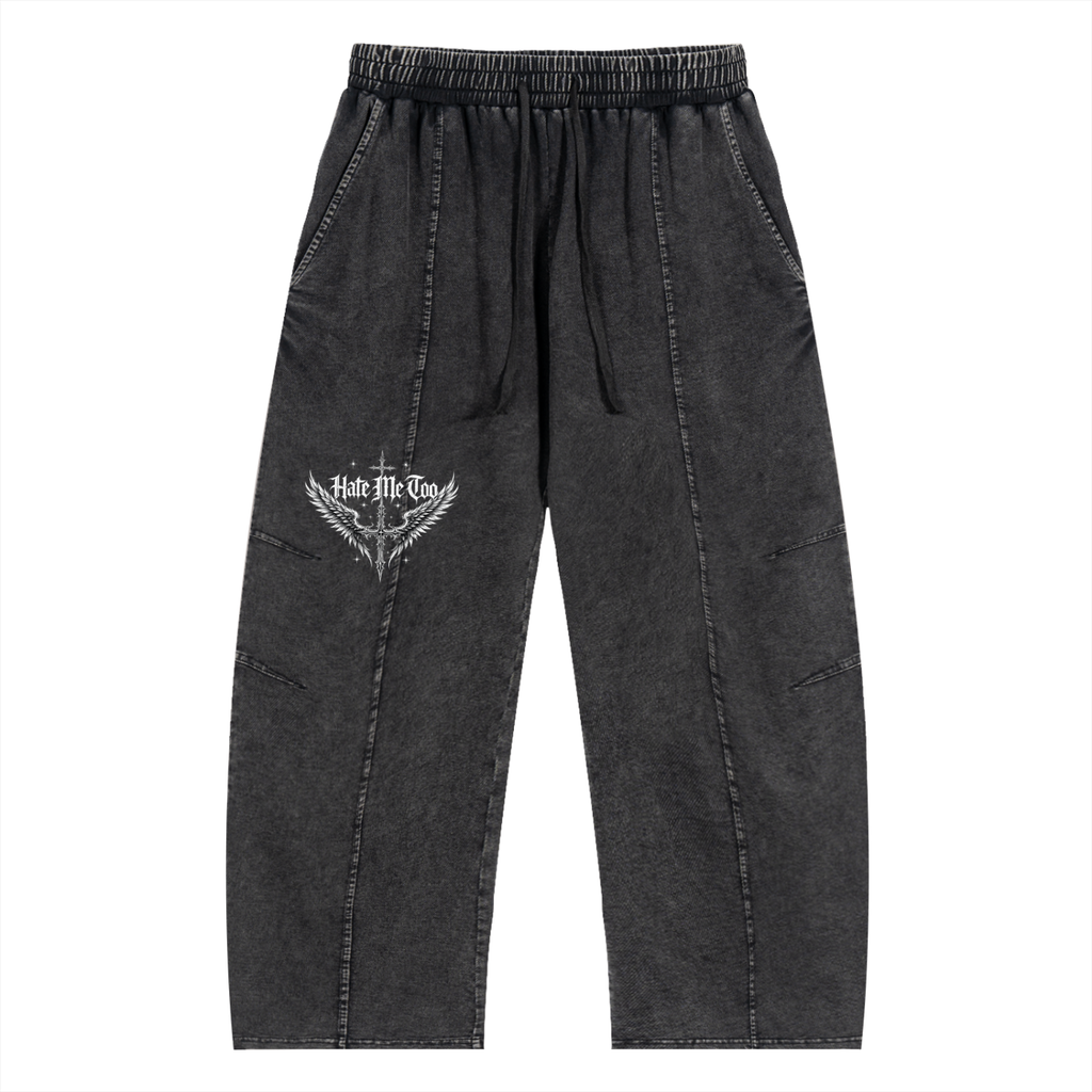 Hate Me Too Snow Wash Drawstring Cotton Pants