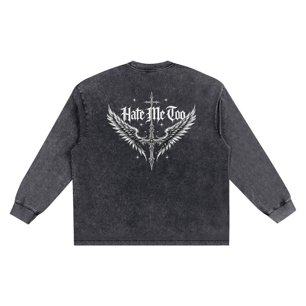 Hate Me Too Snow Washed Frayed Edge T-Shirt