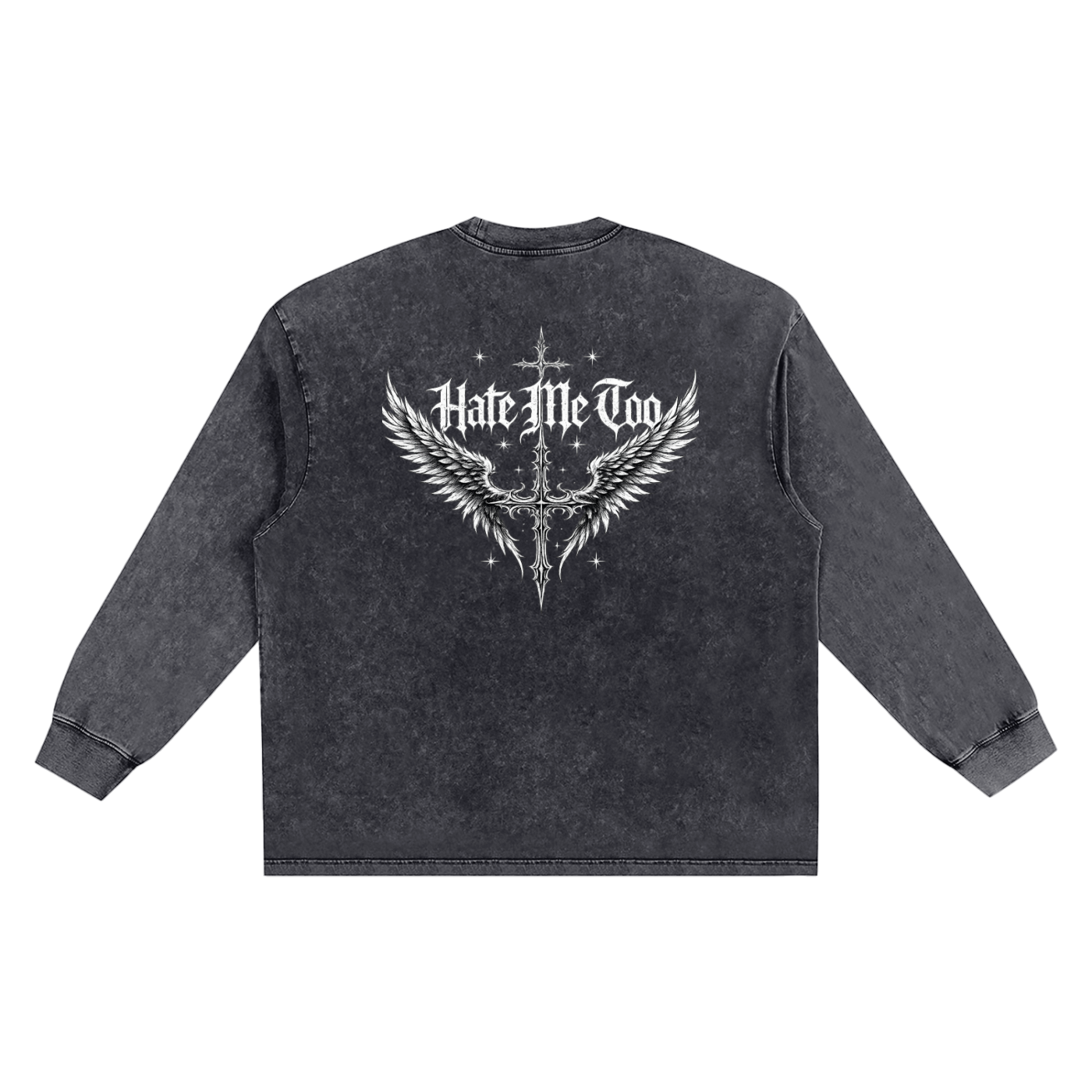 Hate Me Too Snow Washed Frayed Edge T-Shirt