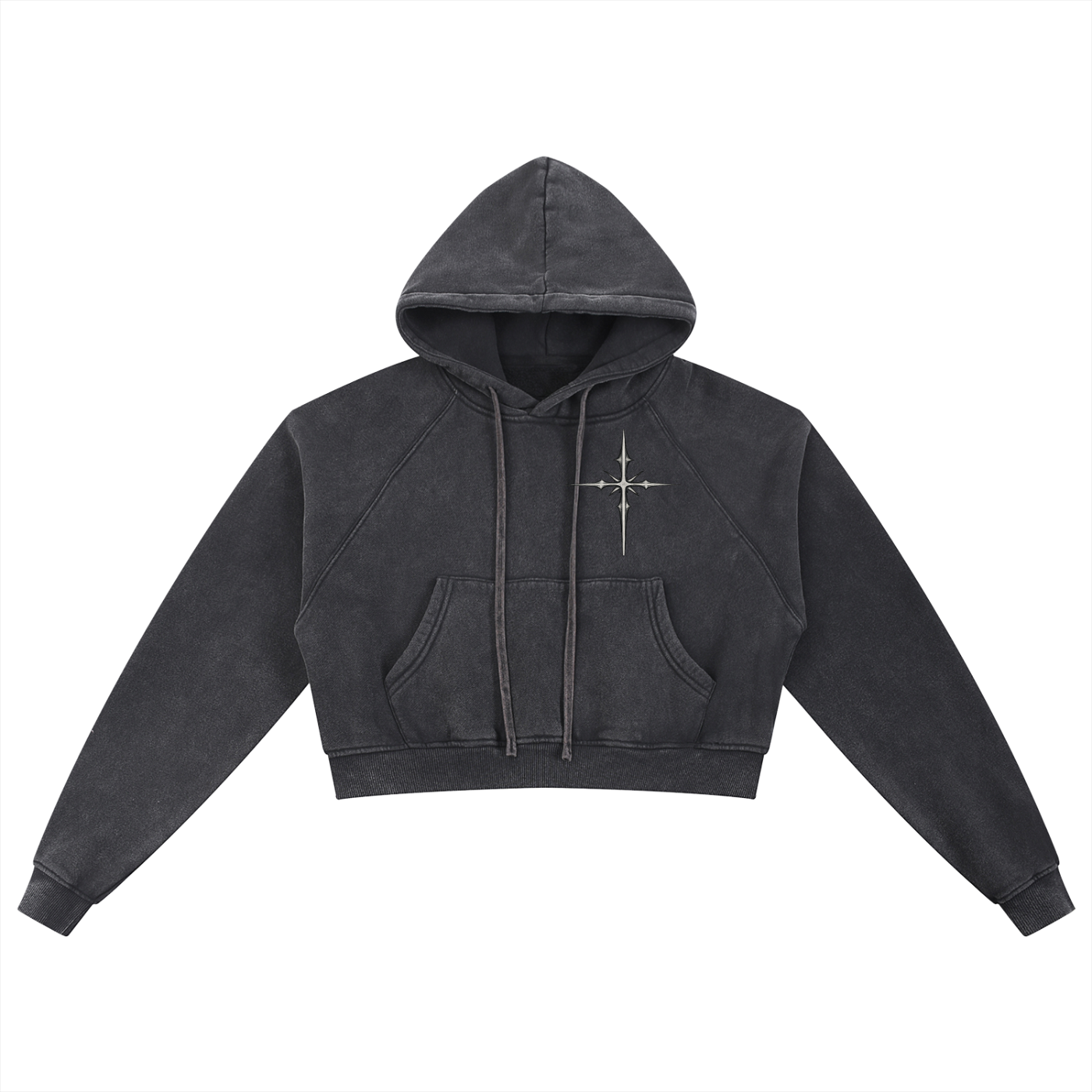 Hate Me Too Snow Washed Cropped Hoodie