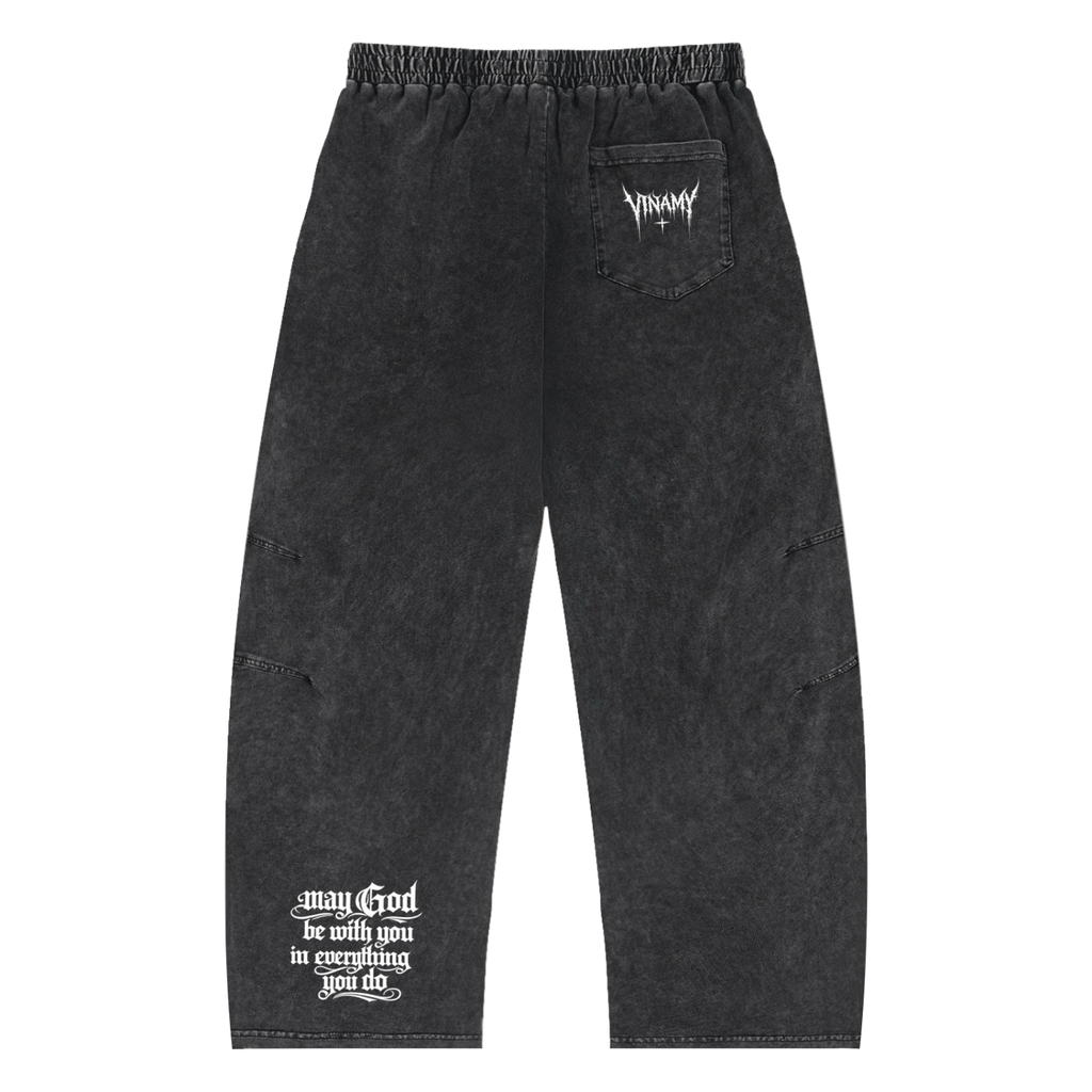 Hate Me Too Snow Wash Drawstring Cotton Pants