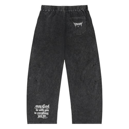 Hate Me Too Snow Wash Drawstring Cotton Pants