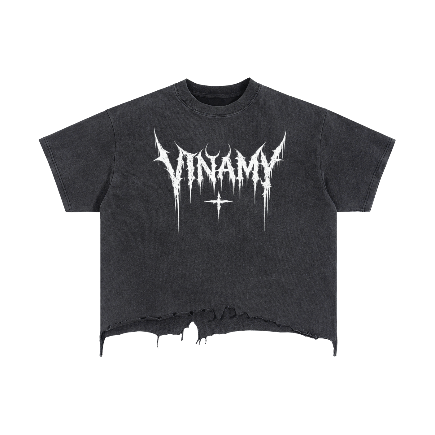 Vinamy Vintage Wash Boxy Distressed Hem T-Shirt