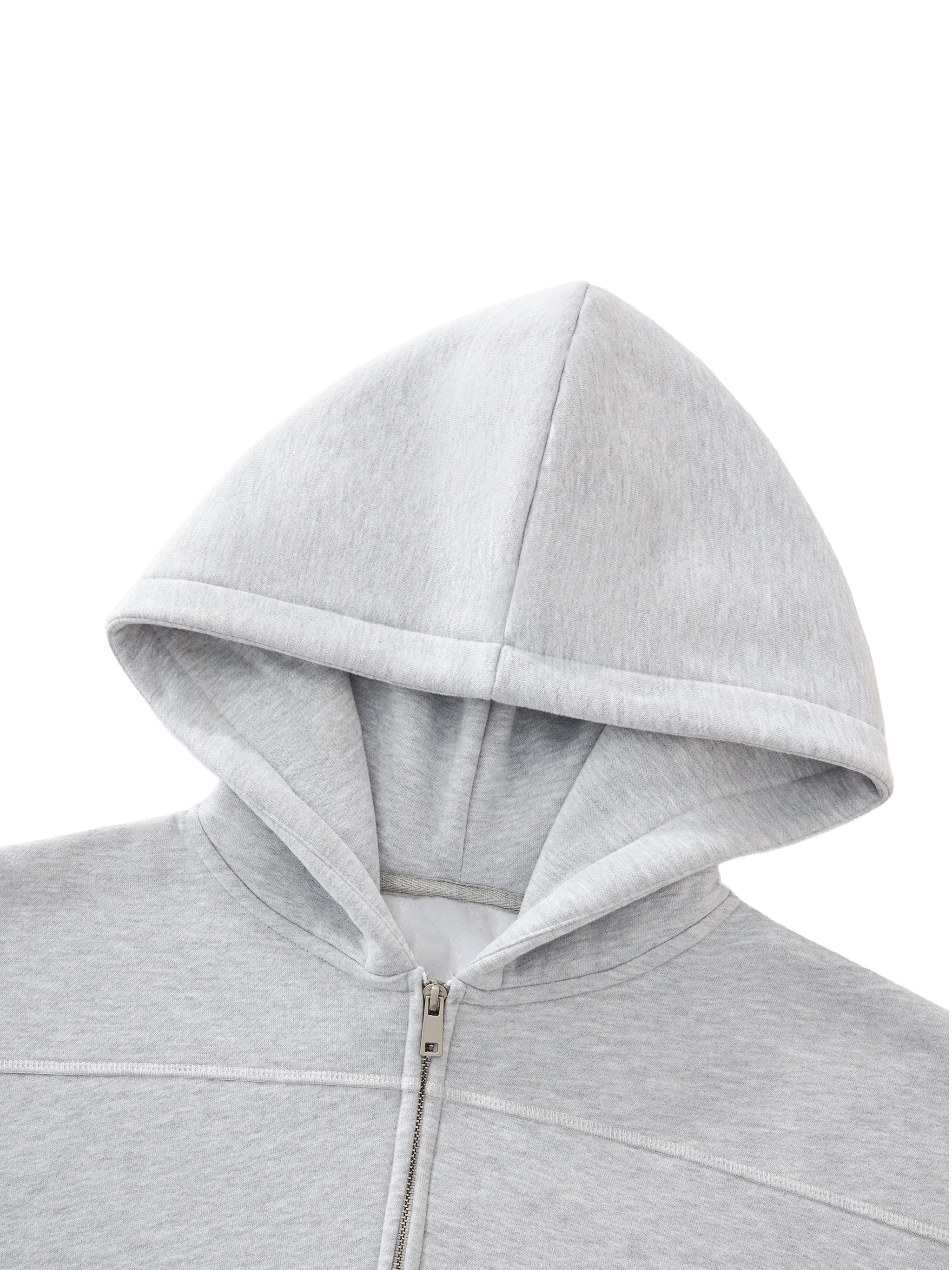 Hate Me Too Contrast-Stitched Boxy Fleece Zip Hoodie