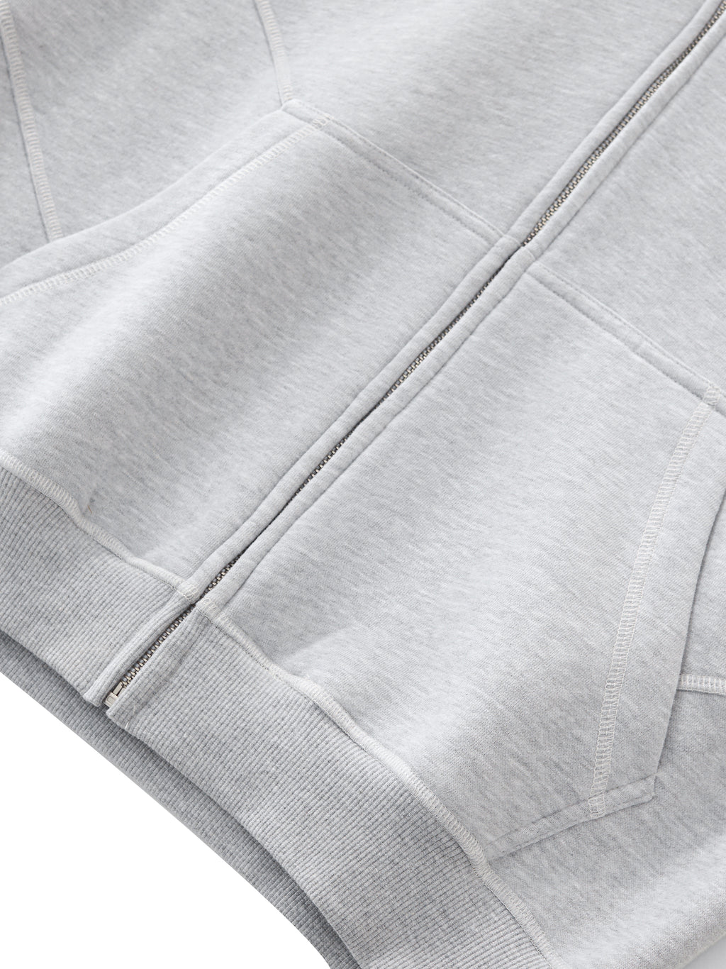 Hate Me Too Contrast-Stitched Boxy Fleece Zip Hoodie