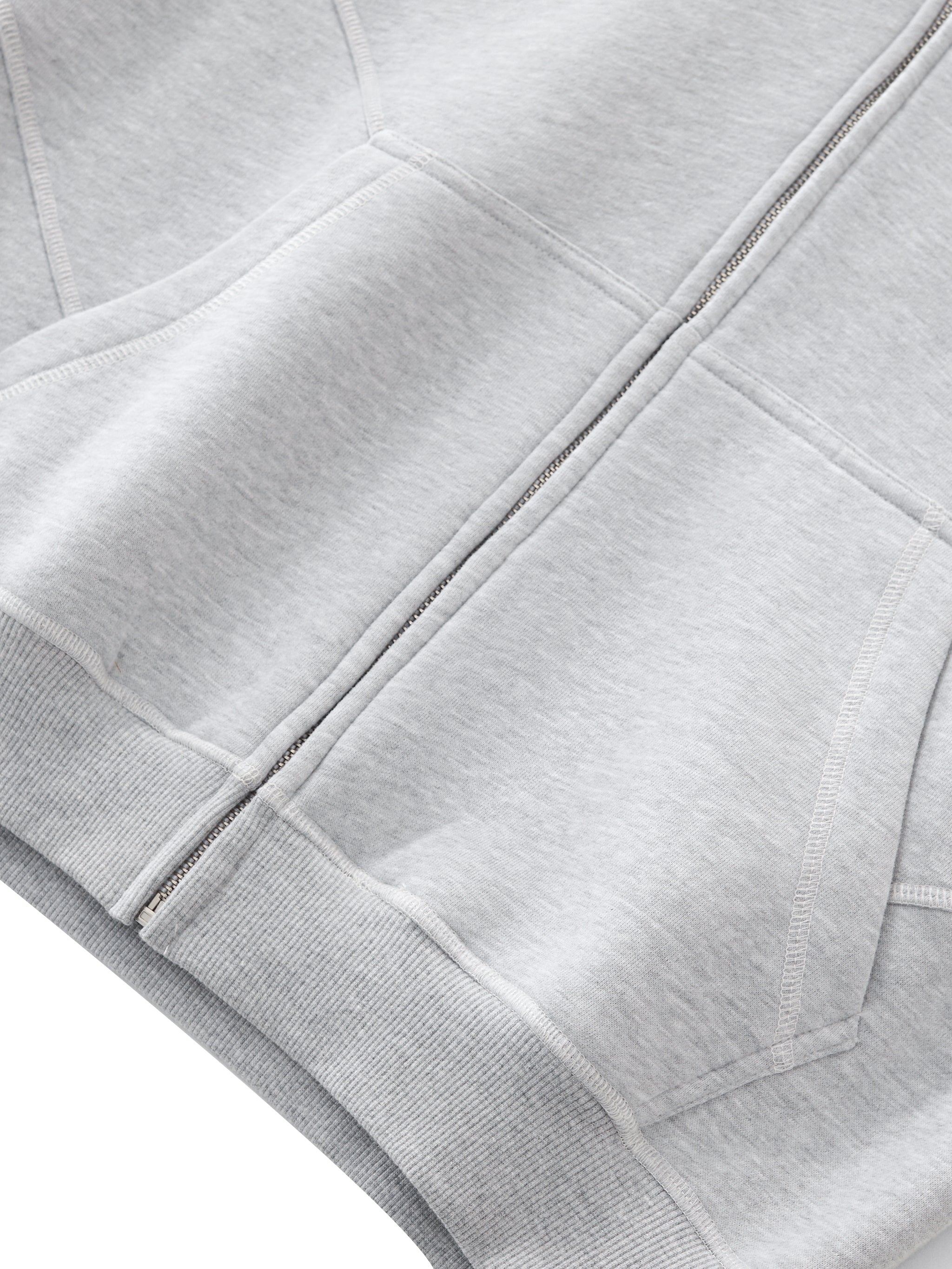 Hate Me Too Contrast-Stitched Boxy Fleece Zip Hoodie