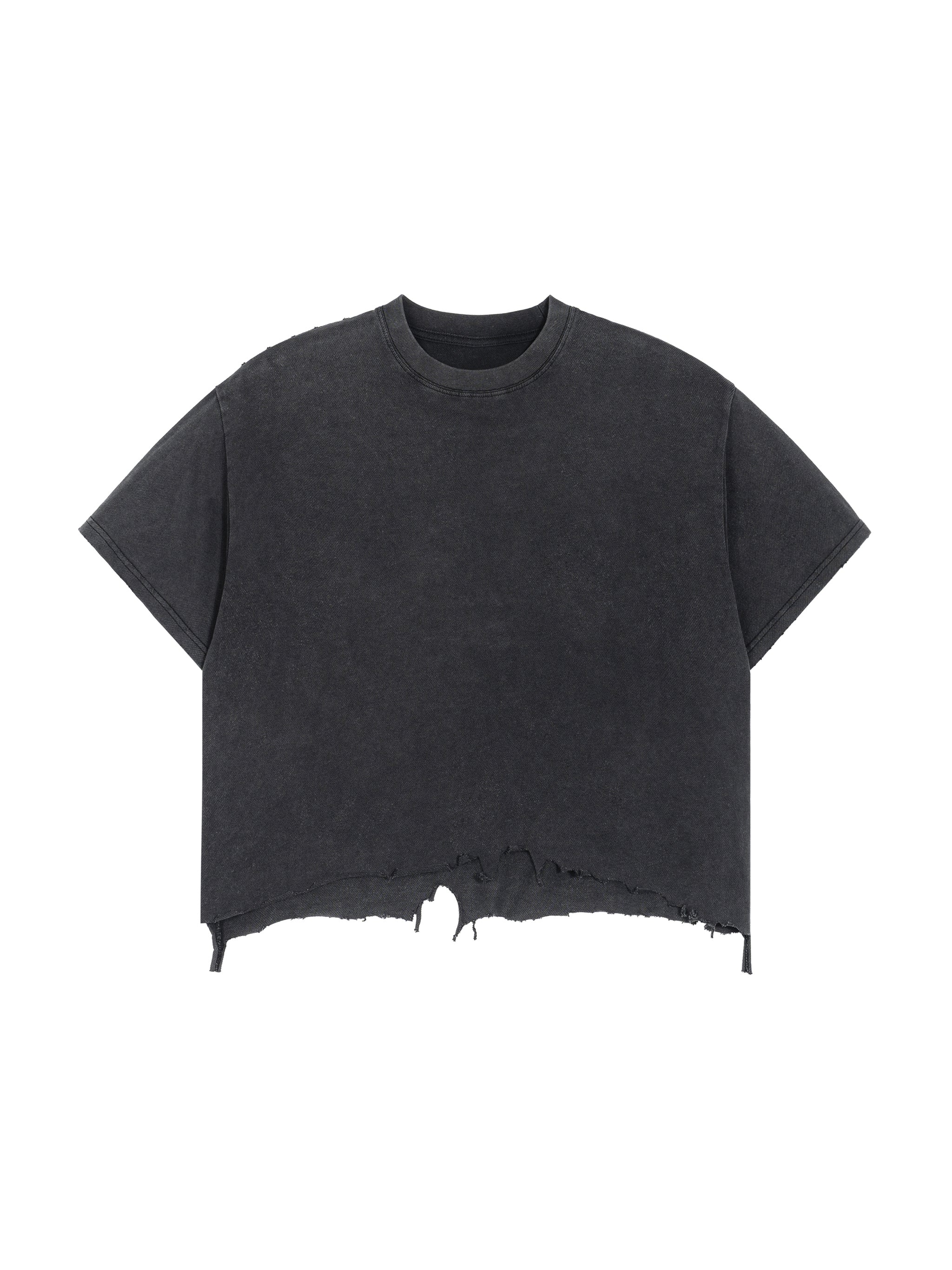 Vinamy Vintage Wash Boxy Distressed Hem T-Shirt
